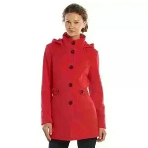NWT Women's Apt. 9 Hooded Side Tab Red Fleece Coat, Size Small